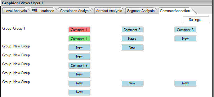 Quick annotation panel with grouped, color-coded comment buttons